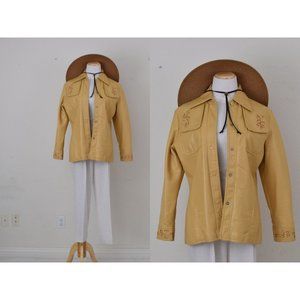 Vintage‎ 70s Vinyl Embroidered KMART Jacket size L